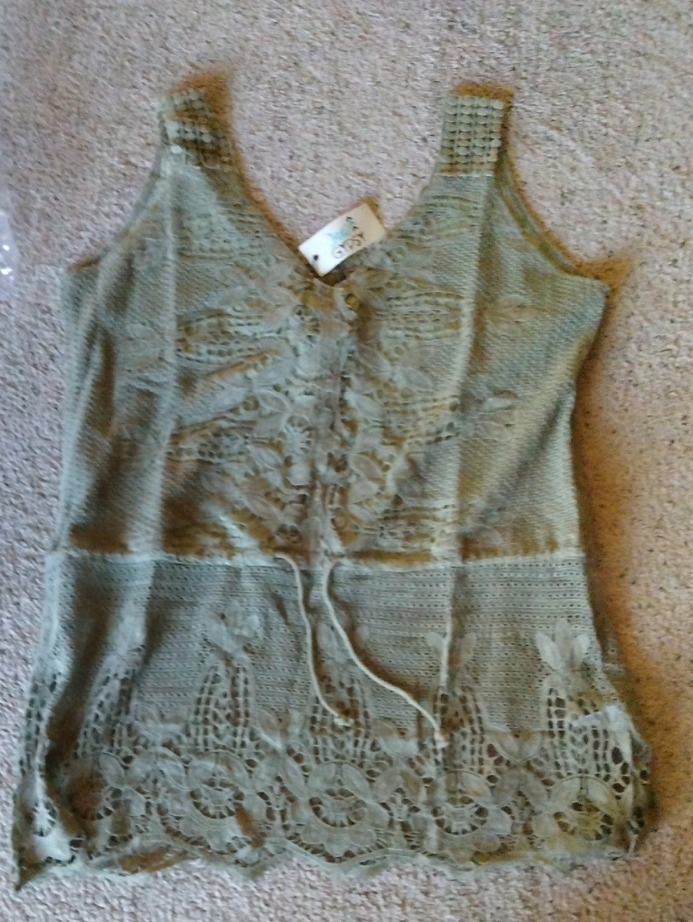 Olive Green Crochet Lace Tank Top by Jaded Gypsy, cute and perfect for spring!